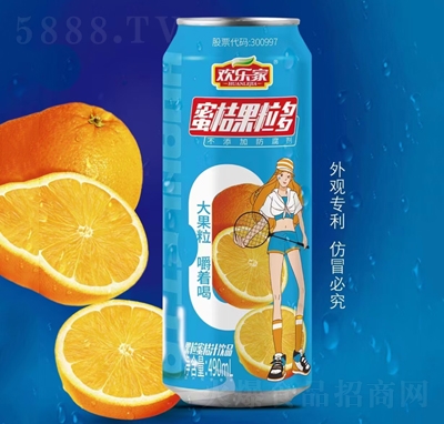 歡樂家果粒蜜桔汁飲品490ml飲料