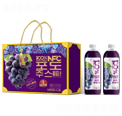 輕小初鮮榨葡萄汁復(fù)合果汁飲料1.5LX3瓶